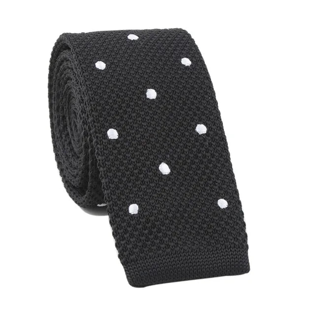 Black & White Knitted Polka dot Tie