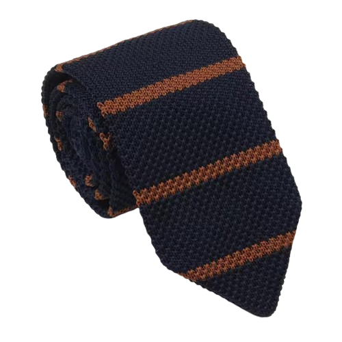 Dark Blue & Brown Knitted Tie